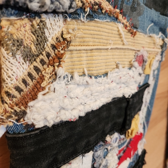 ARTIST UPCYCLED PATCHWORK STREETWEAR QUIXOTICA DENIM JEANS ONE-OF-A-KIND 32/33 - Picture 5 of 16